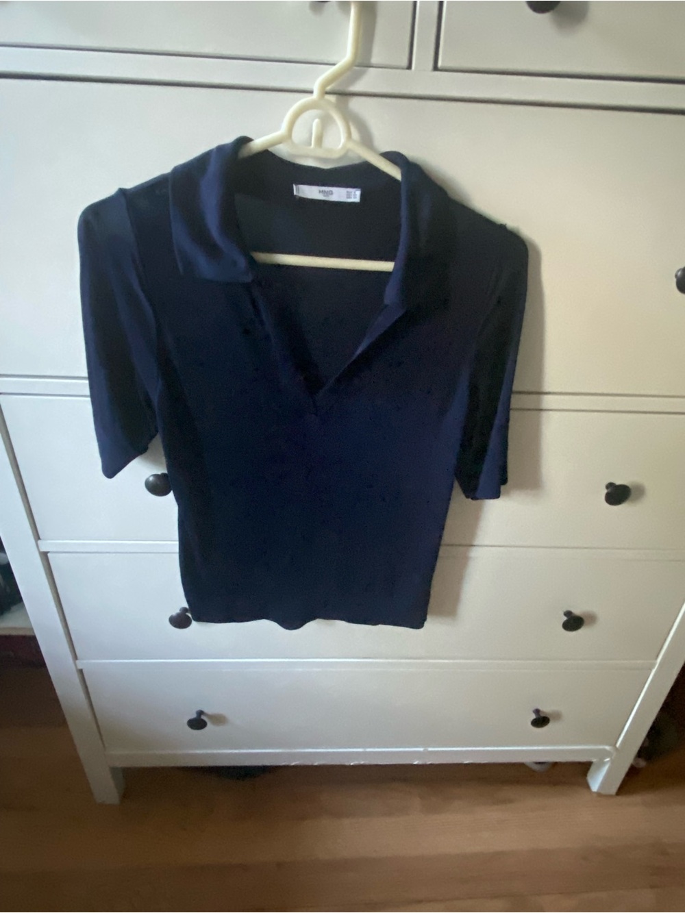 Mango Navy Short-Sleeve Polo Top